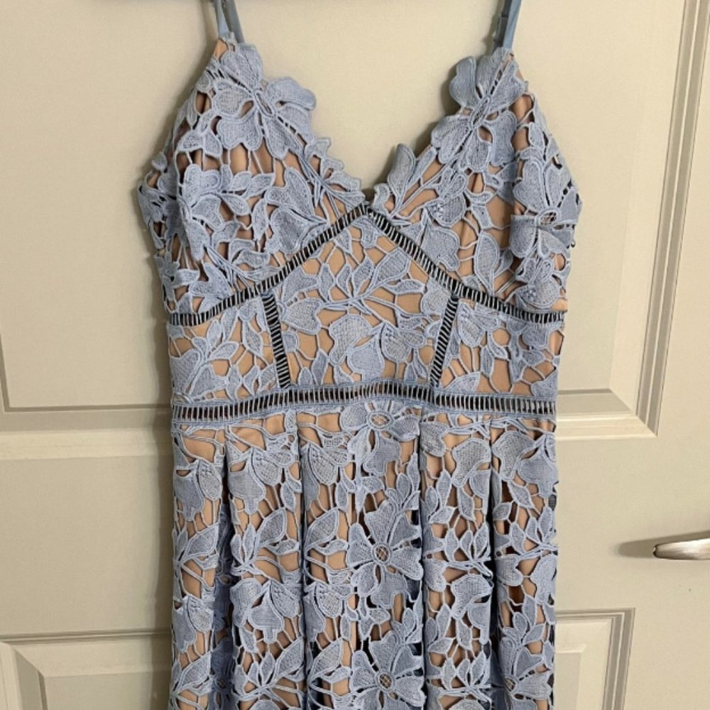 Blue floral lace fit & flare dress size S